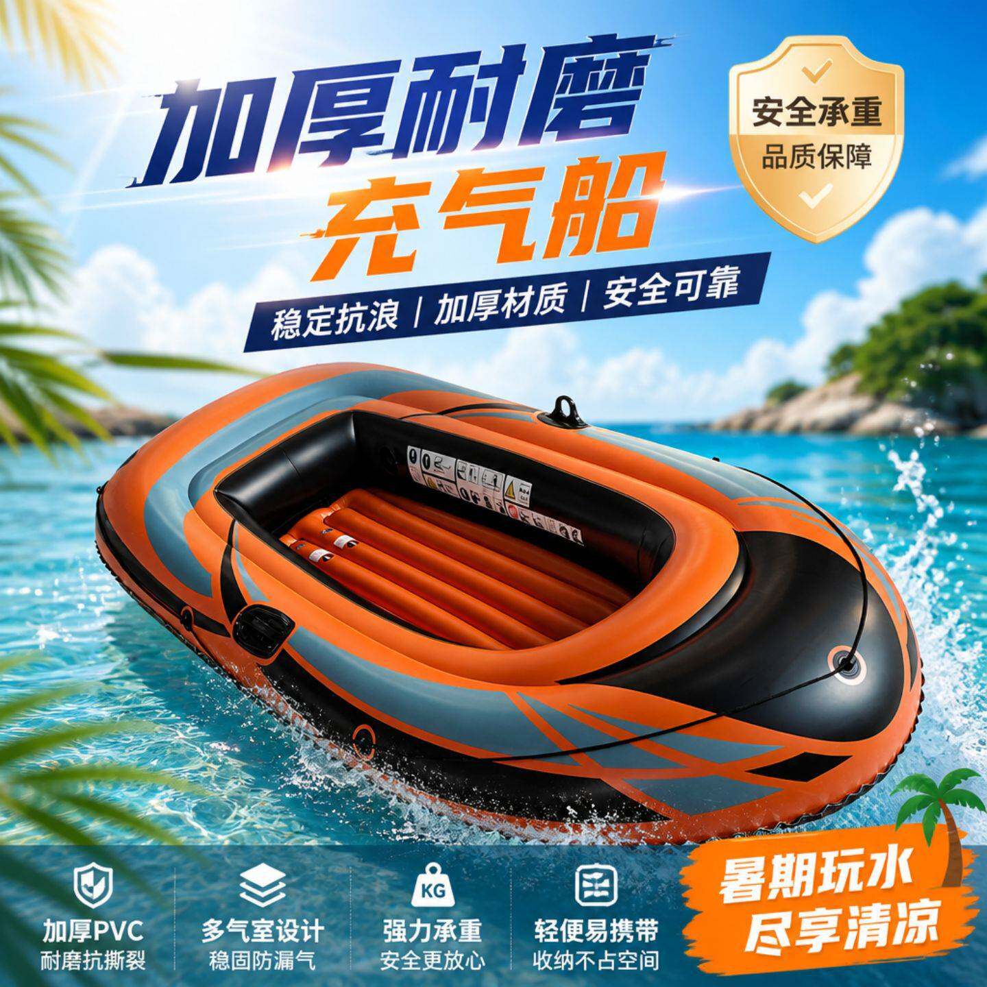 橡皮艇加厚钓鱼船船小型充气艇