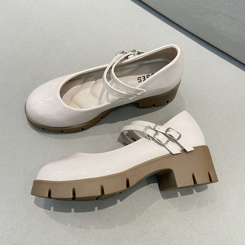 外贸玛丽珍鞋圆头粗跟浅口单鞋