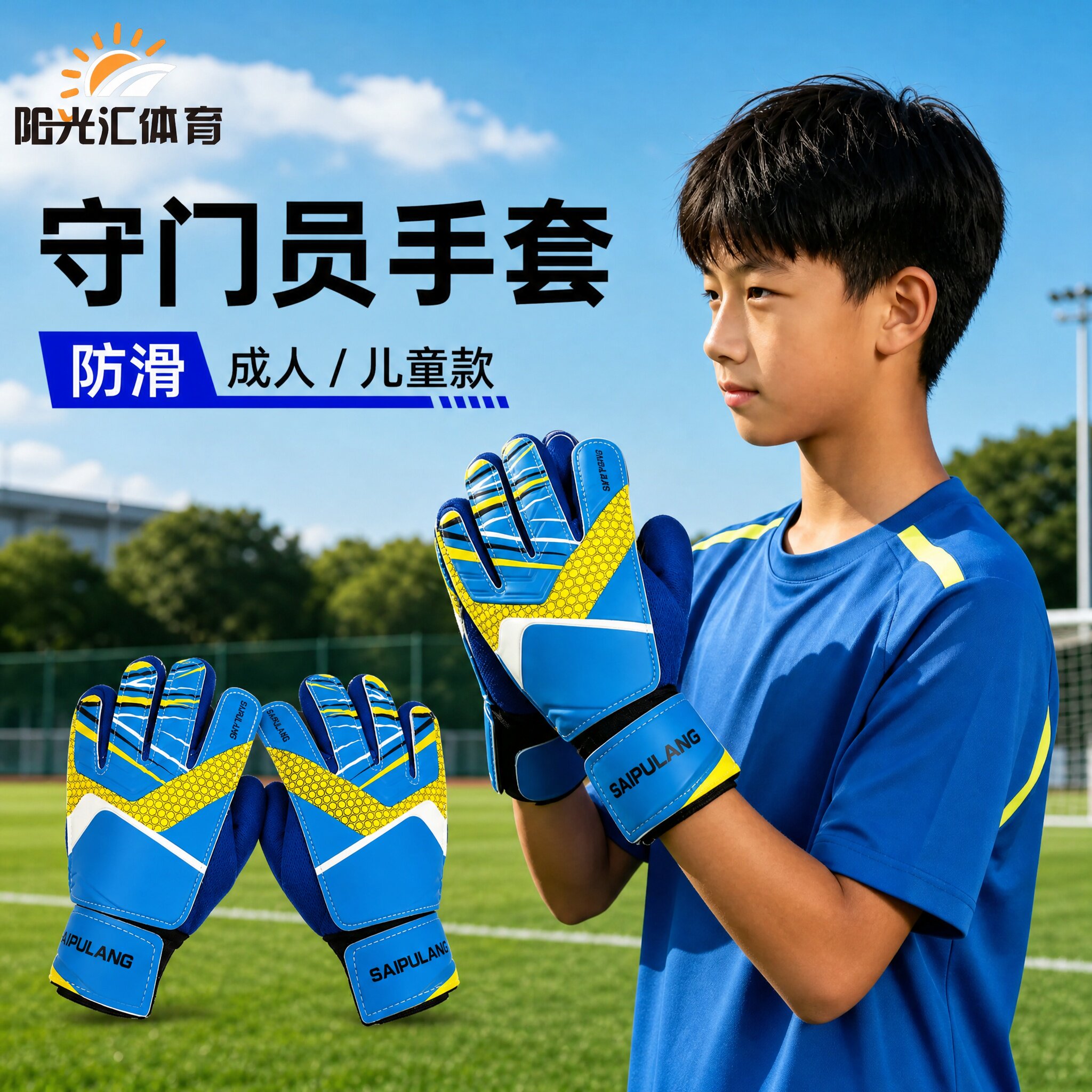 儿童足球守门员手套门将专用小学生护指专业比赛训练装备防滑护具