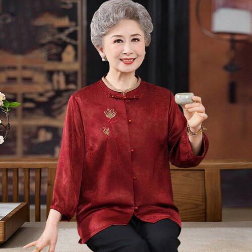 中老年妈妈新款春夏装高档衬衫女老人奶奶太太夏季母亲节洋气衣服