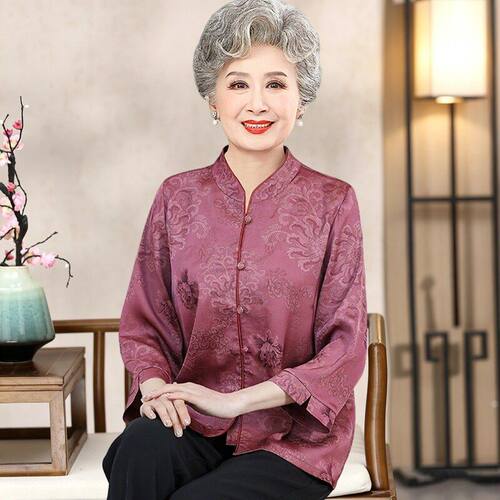 奶奶装春季新中式国风衬衫中老年女端庄气质高档妈妈装春装婚宴装