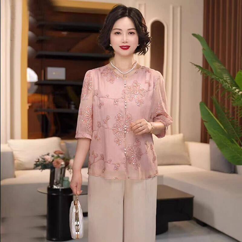 2026新款春装妈妈装时尚气质小衫中年春夏女装洋气上衣套装