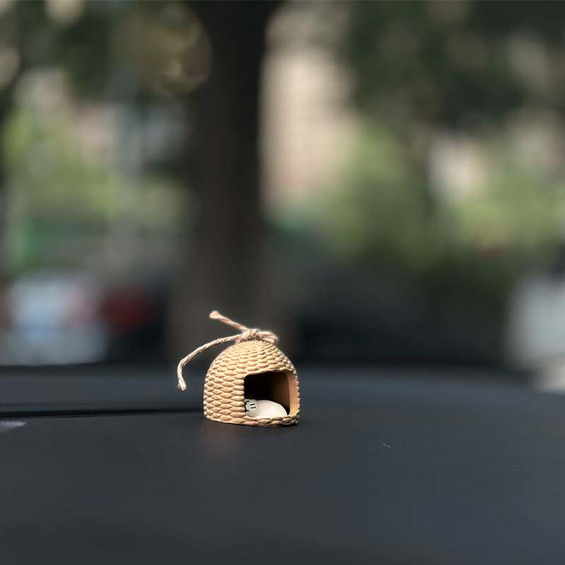 迷你卡通猫咪花猫猫窝汽车内装饰品车载摆件猫笼动漫装饰玩偶公仔