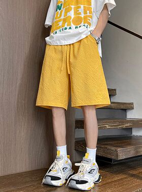 备货50W件2026夏季多巴胺男泡泡纱短裤DK58631