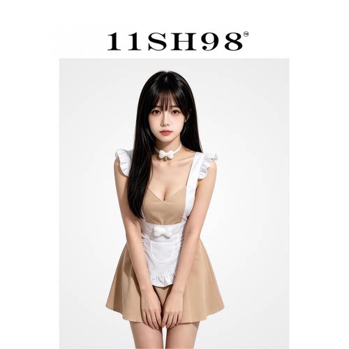 11SH98性感女仆制服荷叶边围裙露背纯欲免脱睡裙女夏睡衣qqny情调