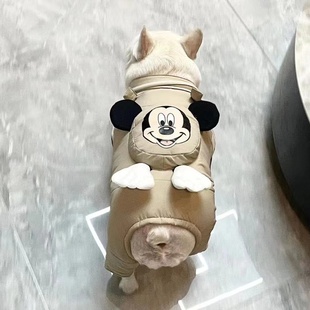 法斗衣服中小型犬巴哥加绒厚背带裤 保暖服饰 宠物秋冬米老鼠变身装