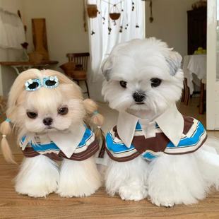 秋季 泰迪比熊雪纳瑞约克夏贵宾马尔济斯小猫咪狗狗衣服 宠物衬衫