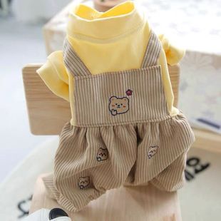 宠物小型犬狗狗衣服春秋冬装 比熊背带泰迪四脚衣猫咪可爱灯笼裤