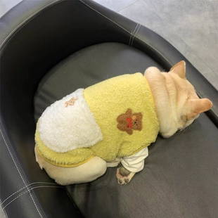 宠物狗狗法斗棉马甲 保暖小型犬毛绒衣服 泰迪柯基八巴哥比熊冬季