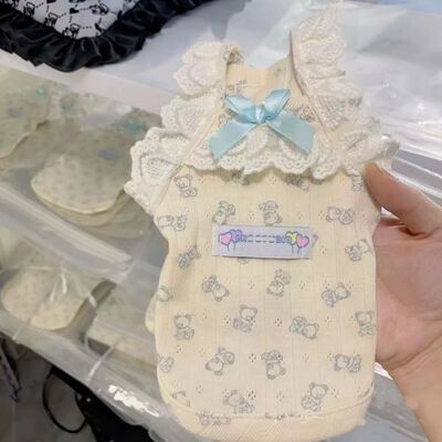 宠物春夏款蕾丝蝴蝶结背心狗狗猫咪衣服棉薄款可爱春秋防掉毛