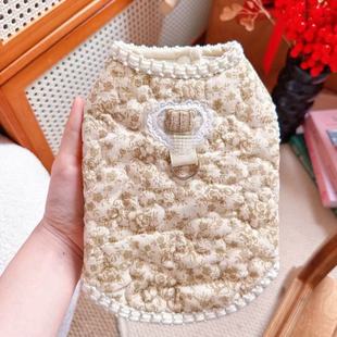 宠物加绒背心ins韩风印花秋冬保暖夹袄 中小型犬马尔济斯比熊衣服