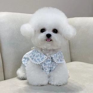 宠物比熊泰迪猫咪 狗狗衣服夏季 薄款 带牵引扣法式 碎花仙女裙子新款