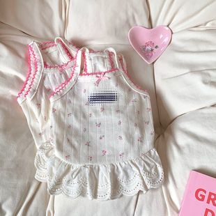 宠物服猫咪狗狗小型犬夏季 粉色芭蕾裙小碎花花边bm风