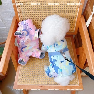 宠物比熊泰迪狗狗衣服秋冬装 护肚子保暖 四脚衣加厚棉衣包肚装