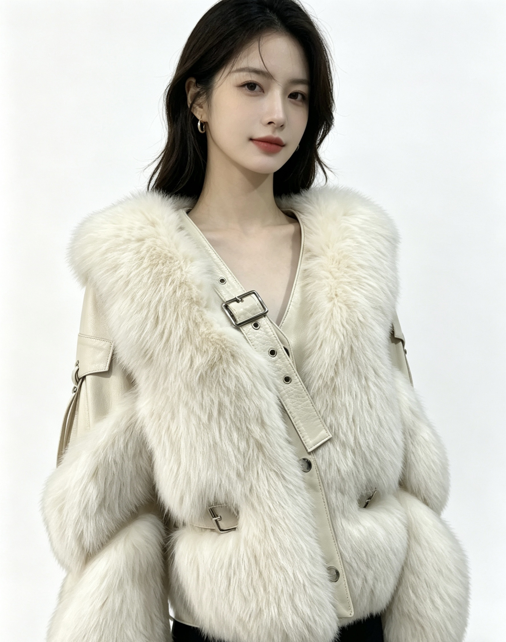 编织款狐狸毛皮草外套女短款真毛皮草