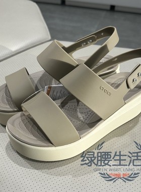 Crocs/卡骆驰国内代购女士布厚布鲁克林松底高跟鞋舒适凉鞋206453