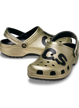 Crocs/卡骆驰国内代购经典金属Logo沙滩女洞洞户外包头拖鞋210803