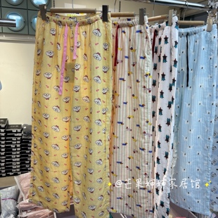 很舒服春夏A类双层棉纱休闲直筒家居裤女夏季长裤可外穿睡裤女裤