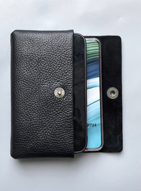 九华彩真皮适用2两部手机皮套双机包透彻牛皮二合一壳17promax保护套横款双层收纳简约钱包式mate80pro/RS男