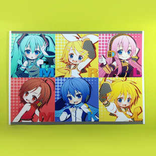 绮丽屋日本动漫周边初音未来V家 Luka镜音质感覆膜贴纸 包邮 Kaito