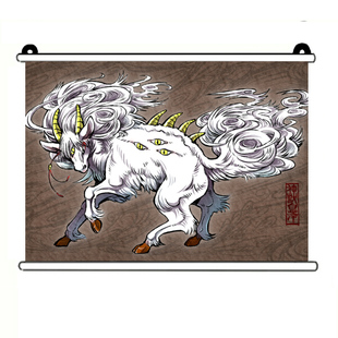 绮丽屋日本动漫周边鬼灯的冷彻白泽神兽兽化挂画壁画装饰满百包邮