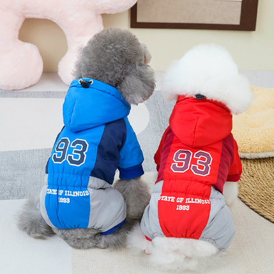 狗狗衣服秋冬加绒加厚连帽棉衣