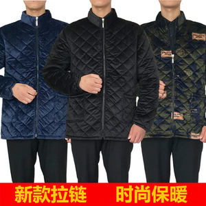 罩衣男士秋冬装拉链服宽松立领加绒加厚棉衣短款修身小棉袄工作服