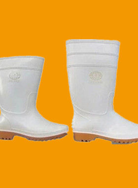 出口品质白色食品靴耐油耐酸碱防水化工厨房食品厂劳保靴男女水鞋