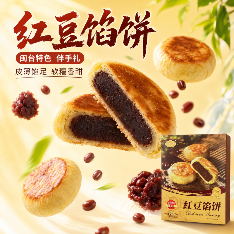 佰翔空厨红豆馅饼豆沙饼椰子饼厦门特产传统糕点休闲小吃茶点零食