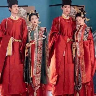 出租重回汉唐中式 宋制婚礼重工凤冠霞披红男绿女汉服婚服全套租赁