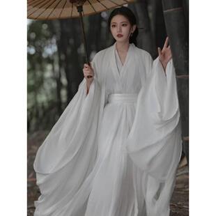 白色汉服出租仙女古装仙气飘逸古风超仙清新淡雅花朝节走秀演出服