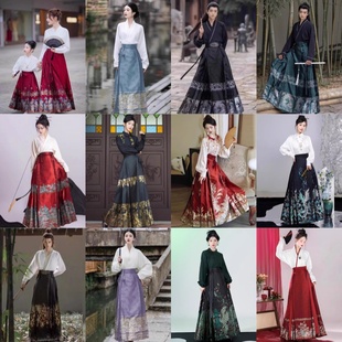 成人新中式 出租马面裙套装 男女款 运动会服装 改良汉服租赁 秋冬新款