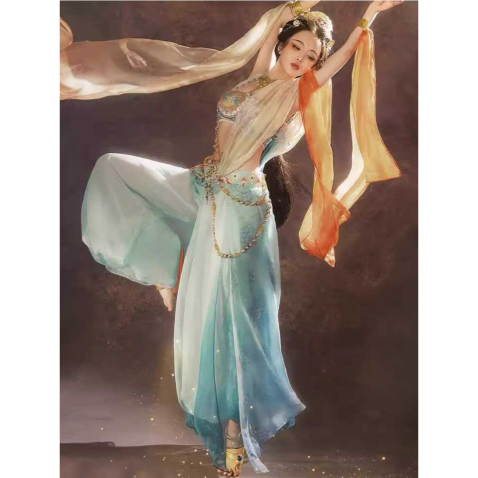 出租敦煌飞天舞蹈服异域风情摄影西域公主敦煌飞天舞蹈演出服租赁