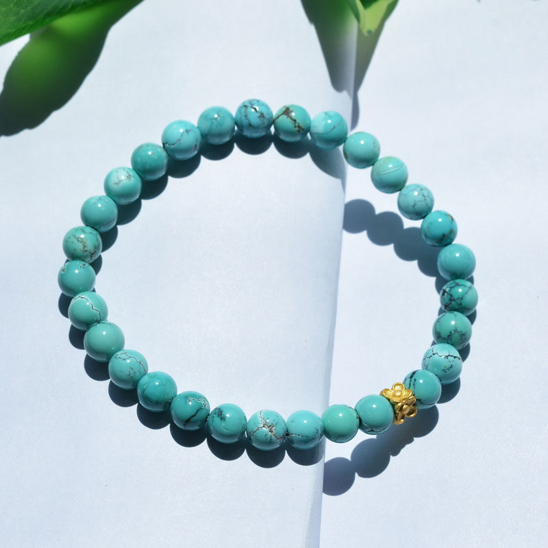 천연 크리스탈 원시 광석 높은 도자기 원시 광석 청록색 청록색 팔찌 6.1MM 복고풍 단순 컴팩트 여성 모델