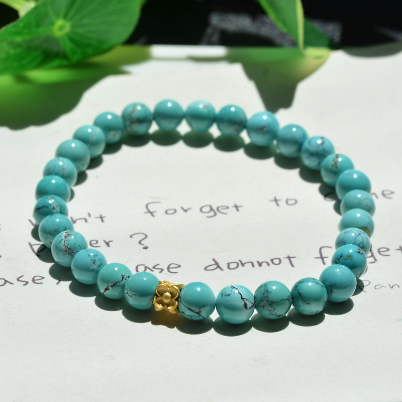 천연 크리스탈 원시 광석 높은 도자기 원시 광석 청록색 청록색 팔찌 6.1MM 복고풍 단순 컴팩트 여성 모델