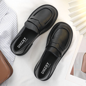 英伦风小皮鞋 百搭黑色工作面试制服鞋 女平底乐福鞋 软底一脚蹬单鞋