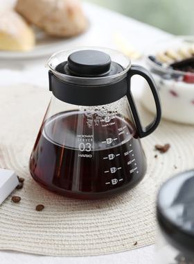HARIO日本玻璃手冲咖啡壶v60滤杯滴滤式分享壶日式泡茶壶XVD