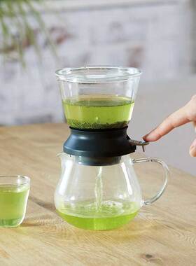 HARIO日本耐热玻璃带滤网一键按压泡茶上下壶套装日式冲茶器TDR