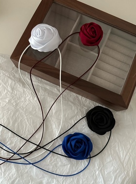 复古手工玫瑰花布艺项圈