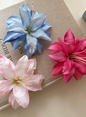 纯欲氛围感仿真百合花发夹度假拍照打卡花朵打卡古风侧边发卡发饰