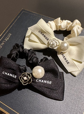 韩国小香风皮筋高级感扎头发发绳珍珠山茶花蝴蝶结发圈高马尾头绳