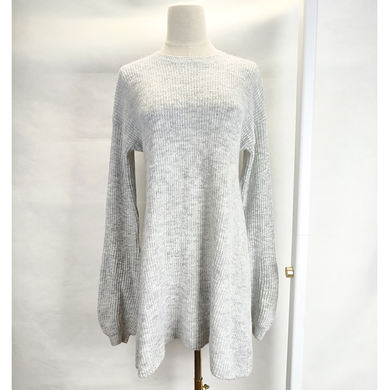 秋冬圆领宽松套头针织连衣裙