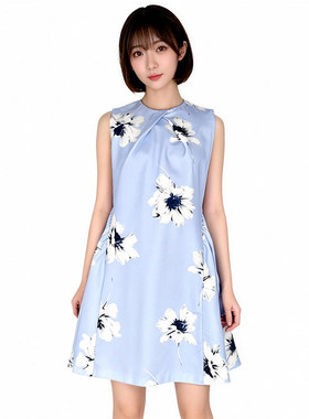 花朵宽松无袖公主蓬蓬裙连衣裙