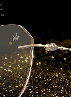 万金宝近视女钻石切边眼镜高端无框镶钻可定制平光眼镜女MA-50552