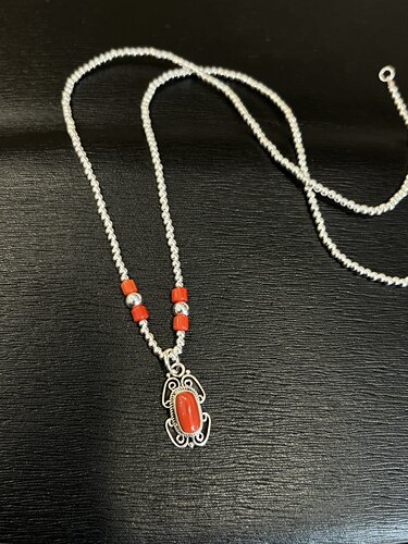 990足银手工制作项链2mm50cm吊坠项链山湖项链女艾斯银饰蒙古银饰