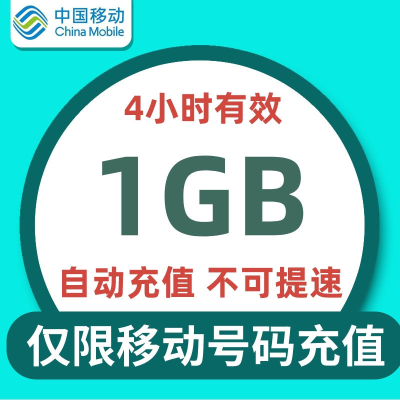 湖北移动全国流量 4小时1G 4小时有效不可提速