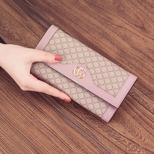 2017时尚大牌真皮钱包长款女士欧美潮韩版 大容量牛皮钱夹 多卡位