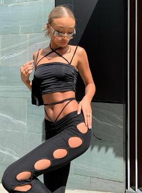 candyhot sexy hollow out bodysuit gothic long sleeves