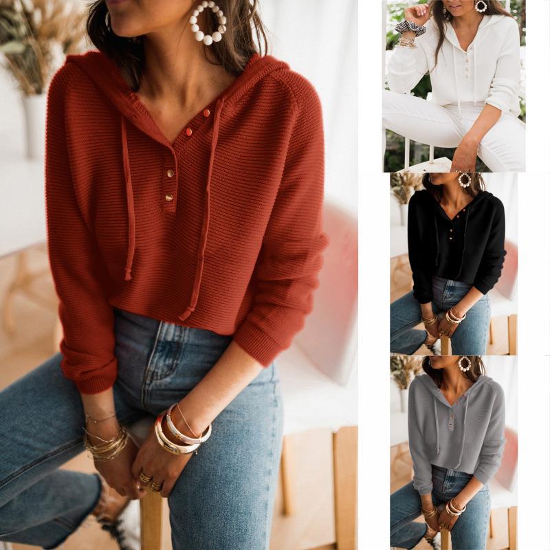 Women Sweater Striped Sweater Casual Pullover Color Solid