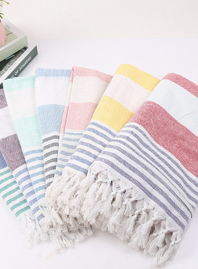 纯棉流苏沙滩披巾铺巾野餐坐巾Turkish beach bath cotton towel